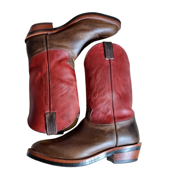 Chippewa Red Arroyo Wellington Red Shaft Brown Vamp Leather Western Boots Men's - Picture 11 of 16